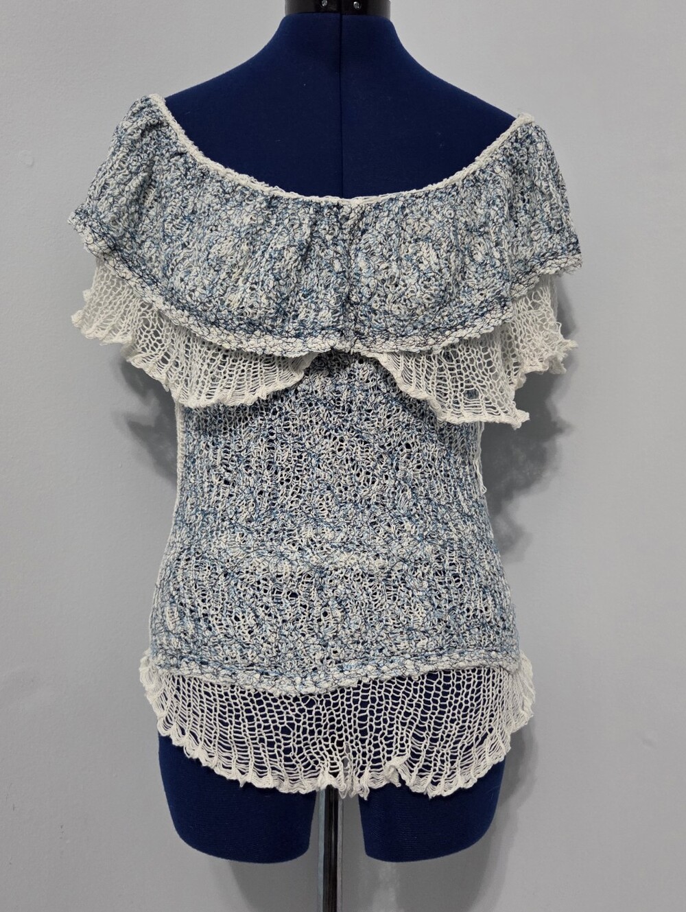 Vintage Y2K Crochet Netting Blouse Size S